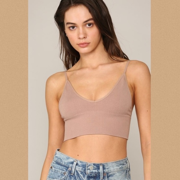 Dark Taupe Ribbed Seamless Brami Dark Taupe - Picture 2 of 3